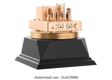 Electronic Amplifier Golden Award Concept. 3D Rendering Isolated On White Background
