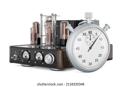 Electronic Amplifier With Stopwatch, 3D Rendering Isolated On White Background