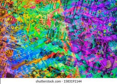 Electronic Circuit Board Multicolored Background