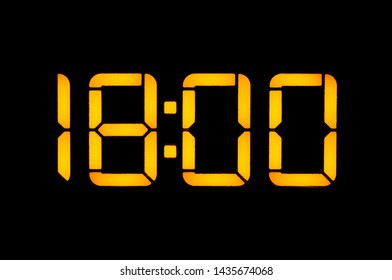 Electronic Digital Clock Orange Numbers On Stock Illustration ...