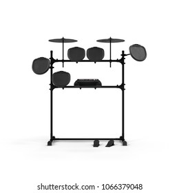 Electronic Drum Kit on white. 3D illustration