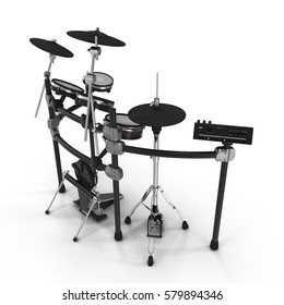 Electronic Drum Kit On White. 3D Illustration