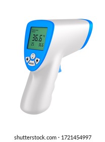 Electronic Infrared Thermometer On White Background. Isolated 3D Illustration