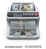 Electronic money counter with new hundred dollars banknotes - 3D illustration
