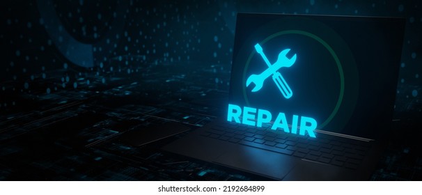 Electronic technical support Data Repair concept. Wrenches Screw Driver 3D Render