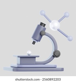 Elegant 3D Microscope icon, Perfect for Science Illustration
