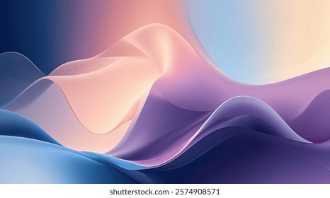 Elegant Abstract Gradient Waves in Soft Pastel Tones