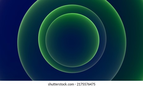 Elegant Abstract Modern Neon Light Circle Background In Green And Blue. Color Concept 3D Illustration For Brand Logo Showcase And Product Sales Templates Of Minimalist And Modish Hologram Art Style