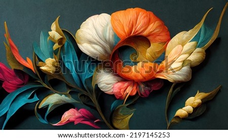 Elegant and beautiful floral background in Baroque style. Abstract retro decorative flower and plants art design. Digital illustration. Stok fotoğraf © 