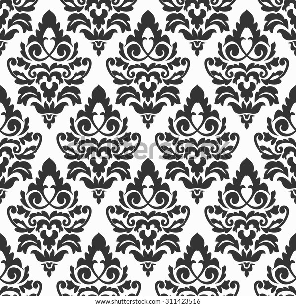 Elegant Black White Damask Wallpaper Vintage Stock Illustration 311423516