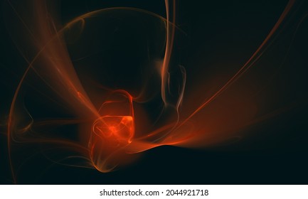 Elegant Blazing 3d Flame, Silky Smooth Red Smoke Or Incense Rushing Beautifully In Dark Space. Fluid Glowing Smoke Or Liquid Plasma Dance. Great As Card, Cover, Art Print Or For Other Design Ideas.