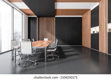 Elegant Dark Grey Conference Room Interior Stock Illustration ...