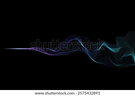 Elegant digital lines in gradient style,abstract wave symbolizing digital network, data-driven systems. Perfect for tech visuals, background. Concept of innovations, digital art, technology, business