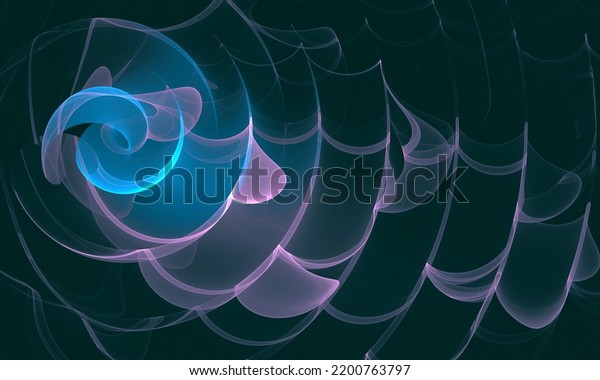 Elegant digital violet waves of vibration with\
blue core in deep space. Multilayered smoky radiance of ornamental\
3d ripples fading in dark. Great as cover print for electronics,\
decoration,\
banner.