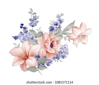 Elegant Flowers Leaves Flowers Art Design Stock Illustration 1081571114