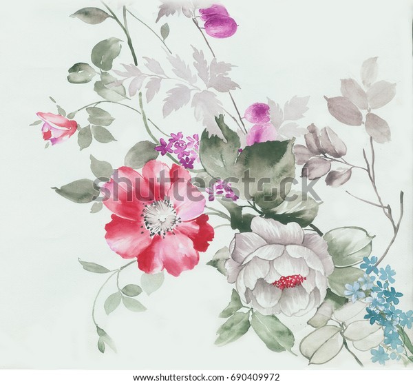 華やかな花 葉と花のデザイン のイラスト素材