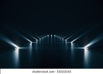 Elegant Futuristic Light And Reflection With Grid Line Background. 3D Rendering.