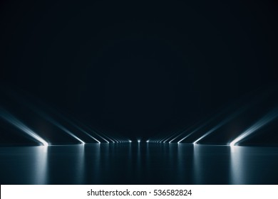 Elegant Futuristic Light And Reflection With Grid Line Background. 3D Rendering.