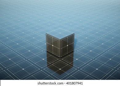 Elegant Futuristic Metallic And Grid Line Background With Cube. 3d Rendering.