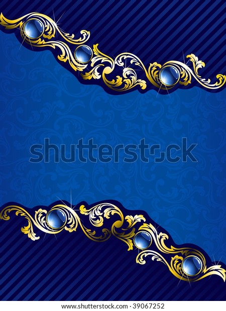 Elegant Gold Blue Background Gems Jpg Stock Illustration 39067252