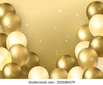 Elegant golden yellow ballon Happy Birthday celebration card banner template background - Powered by Shutterstock