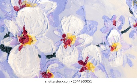 Elegant gouache brushstrokes summer beauty sky design. Bright rose romantic hand drawn acrylic etude on light grey paper in retro spot style. Delicate big vibrant lilac color paint aloha orchidea bush - Powered by Shutterstock