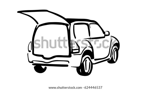 Elegant Hatchback Open Rear Door Rear Stock Illustration 624446537