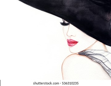 elegant lady. fashion watercolor illustration