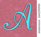 Elegant letter "A" in sky blue on a luxurious pink background a sophisticated design that adds a distinctive aesthetic touch