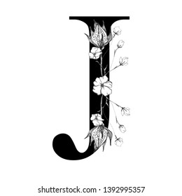 Elegant Letter J Floral Arrangement Uppercase Stock Illustration ...