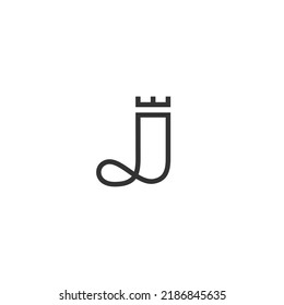 Elegant Line Curve Letter J With Crown  Logo Design Template. Universal Print Monogram Initials Stamp Sign Symbol