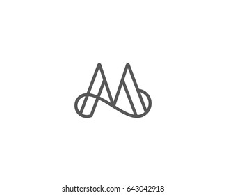 Elegant line curve logotype. Premium letter M logo design. Luxury linear creative monogram.