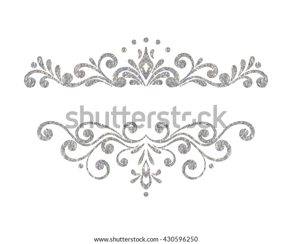 Elegant luxury vintage silver floral hand drawn\
decorative border or frame on white background. Refined vignette\
element for invitation, menu, postcard, greeting card. Raster copy\
of vector file. 