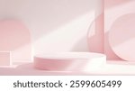Elegant Minimalist Product Display Stand Mockup,Showcase Platform,3D Render,Product Showcase,Product backgroun. Product podium background stage cosmetic pastel shadow pedestal mockup render empty 