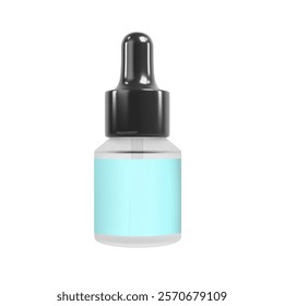 Elegant packaging serum mockup designed for high-end skincare and essential oils. Bottle Black Pipet liquid cosmetic. Frosted Glass bottle liquid Dropper.