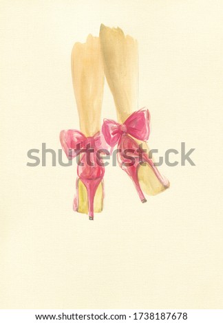 elegant pink shoes. fashion illustration. watercolor painting
