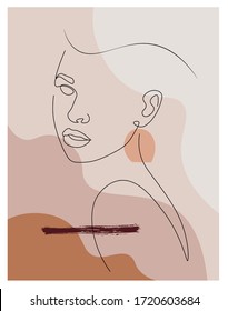 Elegant Pose Woman In Abstract One Line Art