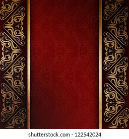 Elegant Burgundy Background Gold Lace Ornament Stock Vector (Royalty ...