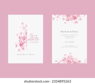 Elegant Save the Date Template with pink tiny flowers - Simple and Charming Design for Your Special Day - Powered by Shutterstock