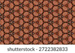 An elegant seamless pattern with triangular floral layouts in burnt orange, beige, and black.