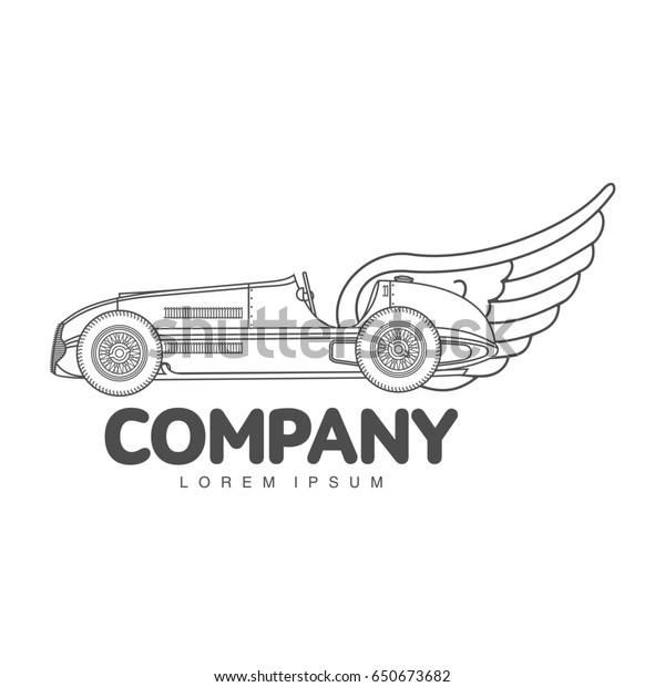Elegant sport\
racing car logo templates. Vintage style sport racing car badges\
and labels. Black and white logo templates for your design.\
Illustration isolated on a white\
background