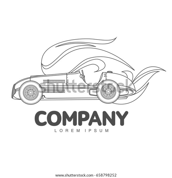 Elegant sport\
racing car logo templates. Vintage style sport racing car badges\
and labels. Black and white logo templates for your design.\
lllustration isolated on a white\
background