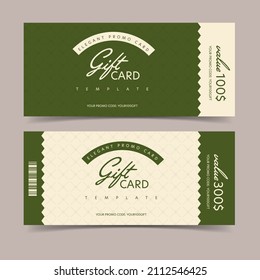 Elegant Valuable Gift Card With Promo Code Template. Universal Tear-off Shopping Ticket Mockup Design For Advertising Shop, Store Or Business Sale Event. Special Discount Offer Present