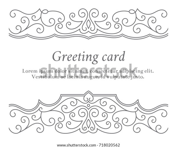 Elegant vintage\
greeting card with graceful ornament. Editable stroke design\
element for wedding invitation or announcement template, banner,\
postcard, save the date card.\
