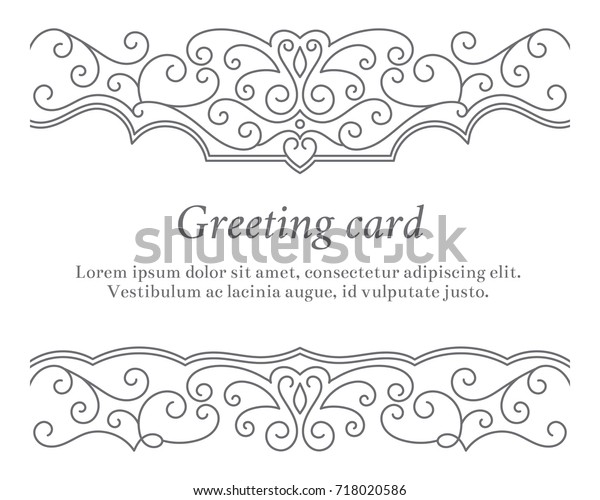 Elegant vintage\
greeting card with graceful ornament. Editable stroke design\
element for wedding invitation or announcement template, banner,\
postcard, save the date card.\
