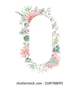 Elegant watercolor flowers oval frame. It can be used for wedding cards and invitations, mothers day and birthday card. It's perfect for valentines card, easter card. - Powered by Shutterstock