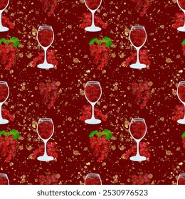 Elegant Wine Glasses and Beautiful Grapes Pattern for Festive Designs and Celebrations - Powered by Shutterstock