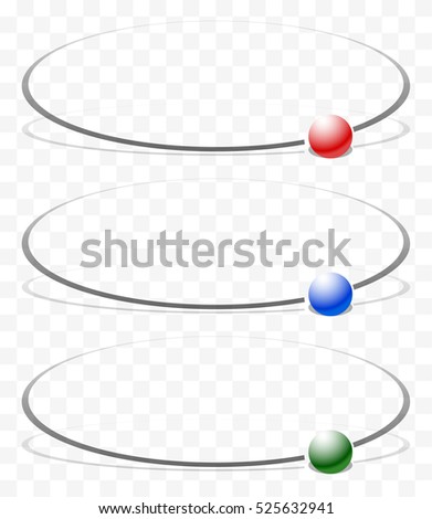 Element with orbiting, circling sphere. 3 colors included. (with transparency)