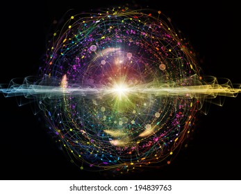 Elementary Particles series. Interplay of abstract fractal forms on the subject of nuclear physics, science and graphic design. - Shutterstock ID 194839763