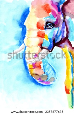 Elephant Abstract Painting Watercolor Paper Print Print Illustration Home Decor, High Quality 